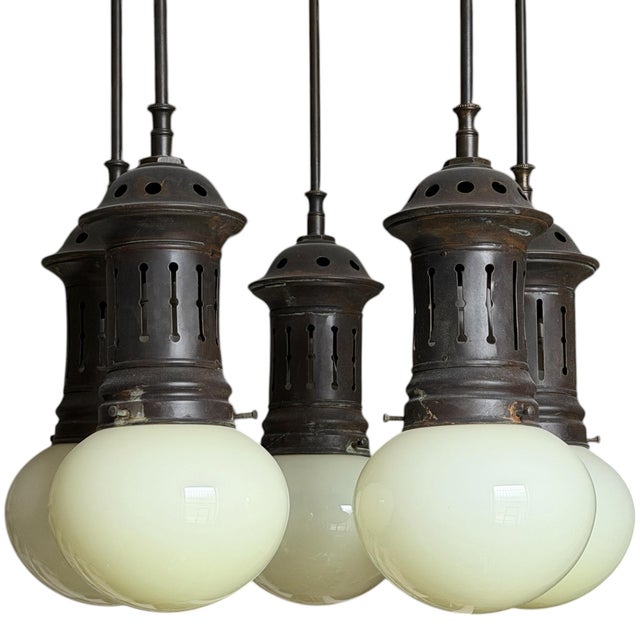 Late 20th Century American Five-Arm Chandelier For Sale - Image 11 of 13