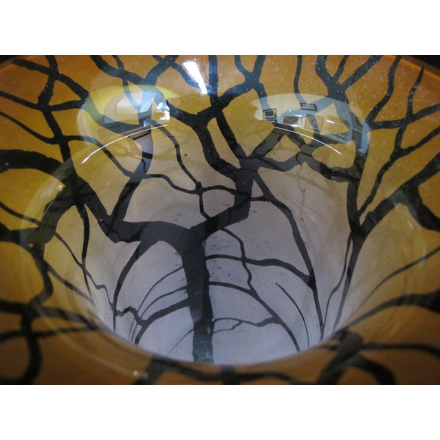 Bernard Katz Gold Topaz Hand Blown Art Glass Tree & Root 16 1/2" Tall Vase For Sale - Image 4 of 11