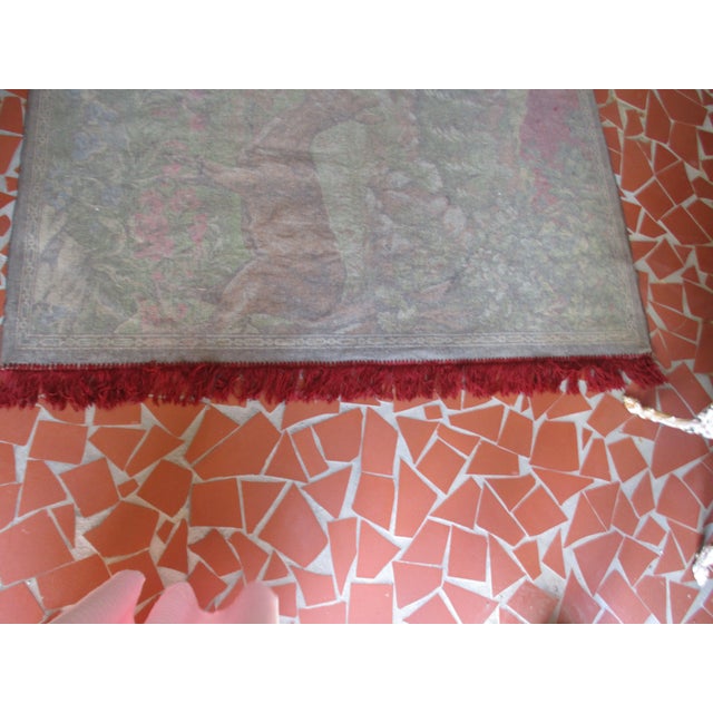 Vintage Velvet Tapestry Stag & Deer With Fawn Wall Hanging For Sale In Columbia, SC - Image 6 of 11