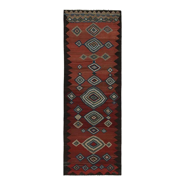 1950s Vintage Tribal Afghan Kilim Runner Rug With Medallions For Sale