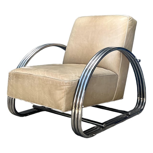 Vintage Ralph Lauren Hudson Street Leather Lounge Chair For Sale