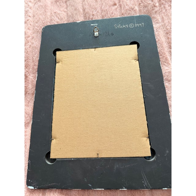 Teal Beautiful Painted Artisan Mirror by Sticks by Sarah Grant, 1997, "You Are a Star" For Sale - Image 8 of 10