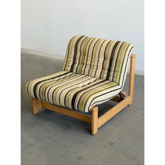 1970s Swedish Lounge Chairs in Striped Linen - Pair For Sale - Image 4 of 12