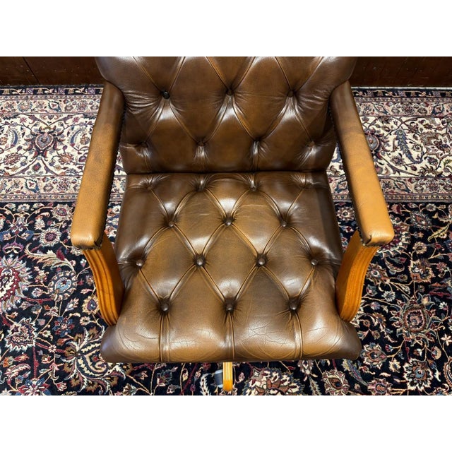 English Chesterfield President Desk Chair For Sale - Image 6 of 8