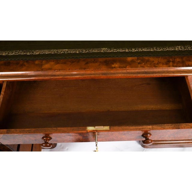 Antique Victorian Burr Walnut Twin Pedestal Desk, 1860s For Sale - Image 15 of 18