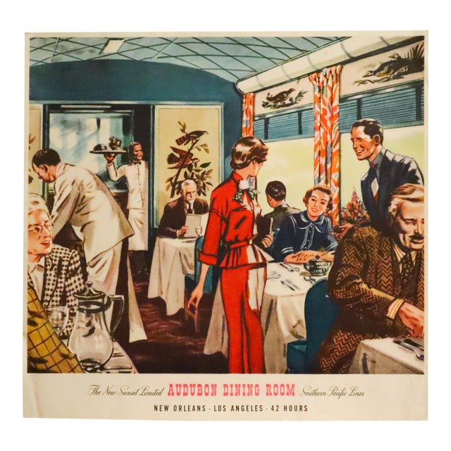 1950 American Transport Poster, 'Southern Pacific Lines (Audubon Dining Room)', William Haines Hall For Sale