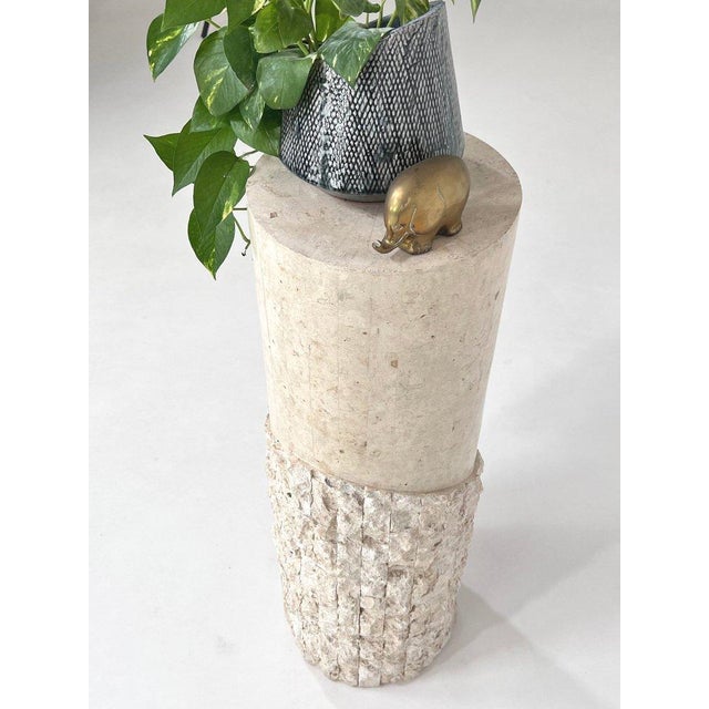 Hollywood Regency Style Stone Marquetry Column For Sale - Image 5 of 7