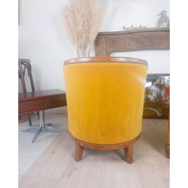 Art Deco Barrel Chairs in Velvet, 1930, Set of 2 For Sale - Image 6 of 15