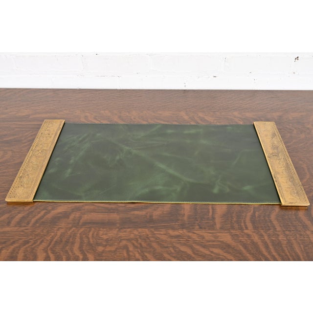 A gorgeous pair of Art Deco period gilt bronze blotter ends featuring Adam style or Neoclassical style swags, with a...