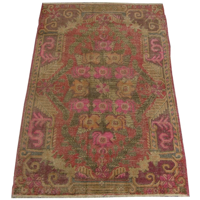 19th Century 1900s Authentic Tribal Floral Khotan Rug For Sale - Image 5 of 5