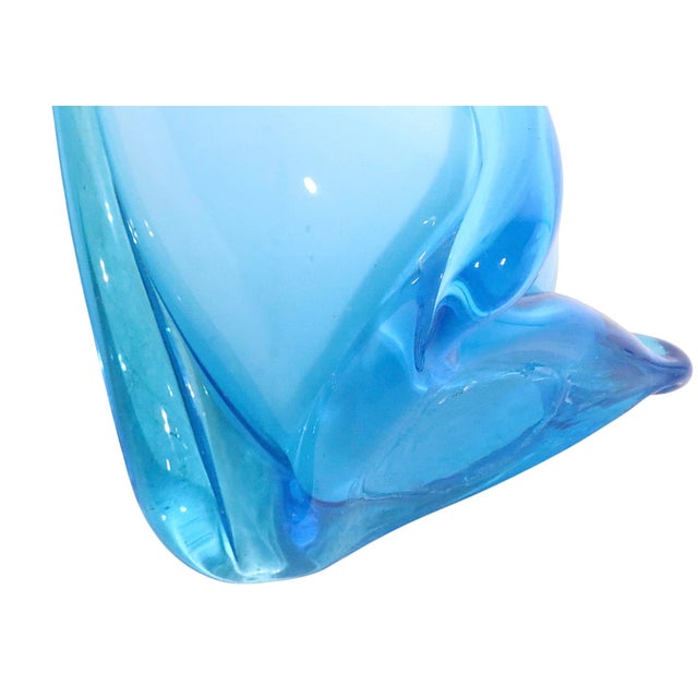 Blue Mid Century Murano Swung Art Glass Vase by Cristalleria Fratelli Betti C 1970's For Sale - Image 8 of 10