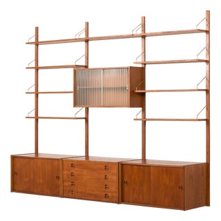 Mid-Century Danish Teak 3-Bay Wall Unit in the style of Poul Cadovius, Denmark, 1960s For Sale