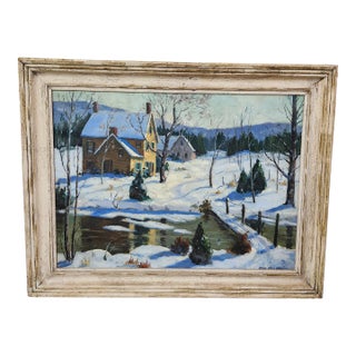 Oil on Canvas - Winter Scene by American Artist Edgar Marlin Craven For Sale