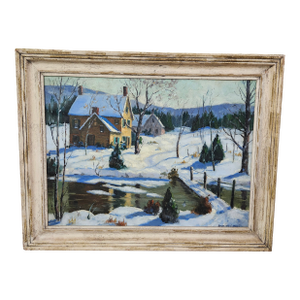 Oil on Canvas - Winter Scene by American Artist Edgar Marlin Craven