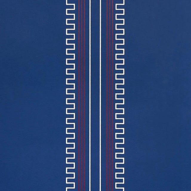 2020s Schumacher X Mary McDonald Greco Stripe Wallpaper in Navy For Sale - Image 5 of 5