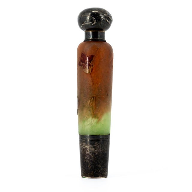Art Nouveau Perfume Bottle in Polychrome Etched Glass with Full Silver Mount from Daum Nancy, 1890s For Sale - Image 4 of 16