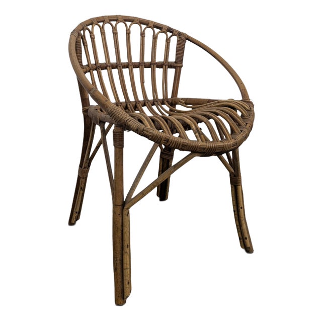 Vintage Bamboo and Rattan Armchair For Sale