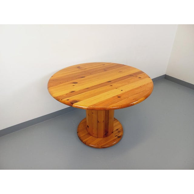 Vintage Scandinavian Round Pine Dining Table with Extensions, 1970s For Sale - Image 17 of 18