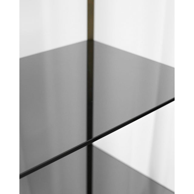 Italian Brass-Finish Shelf with Grey Glass, 1970s For Sale - Image 4 of 8