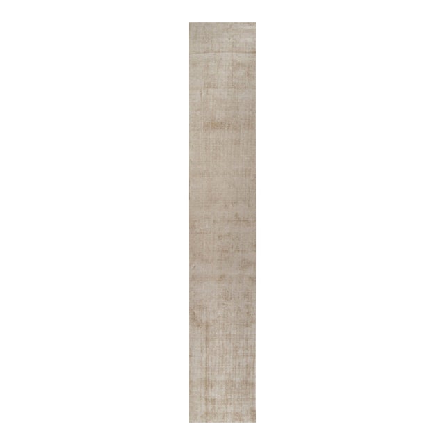 Rug & Kilim’s Modern Rug in Solid Beige - 3x18 For Sale