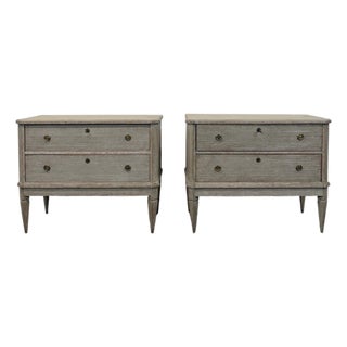Pair of 19th C. Gustavian-Style Chests of Drawers in Grey For Sale