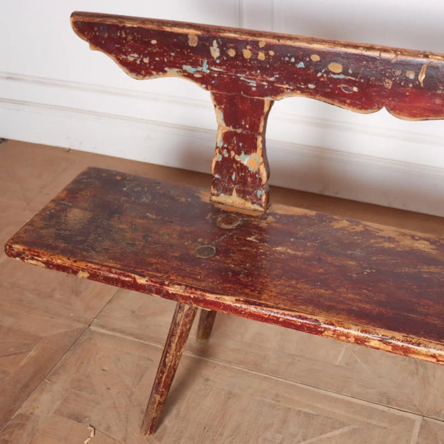 Wood Austrian Original Painted Bench For Sale - Image 7 of 9