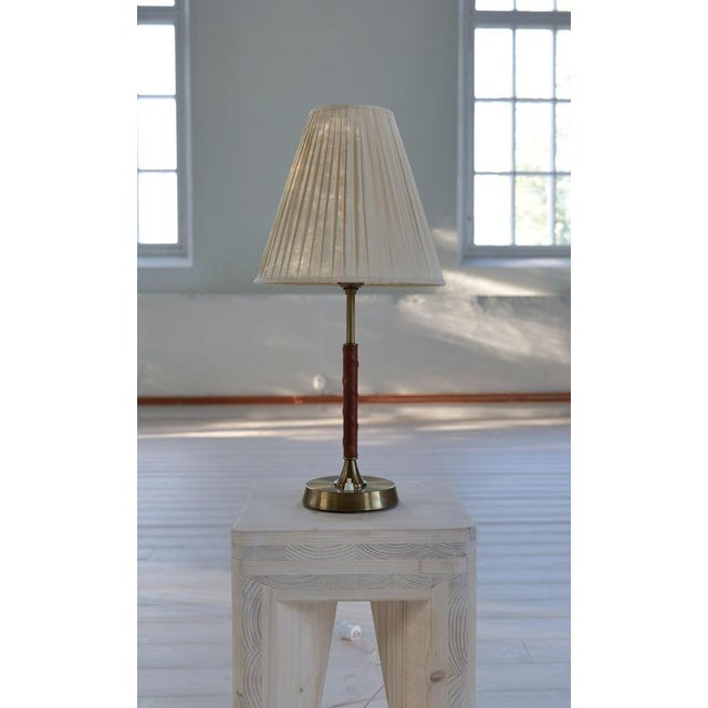 Mid-Century Modern Table Lamp with Brass Base attributed to Ewå Värnamo, 1950s For Sale - Image 3 of 11