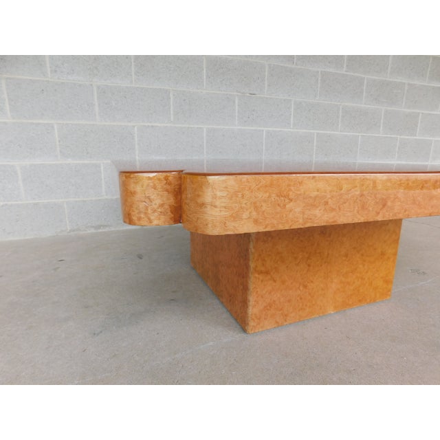 Custom Italian Burl Wood Art Deco Influence 2 pc Cocktail Table 42" x 42" Burl Wood Veneers, Studio Style with Art Deco...