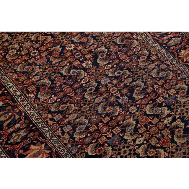 Textile Designed Antique Malayer Persian Scatter Wool Rug in Dark Blue For Sale - Image 7 of 7