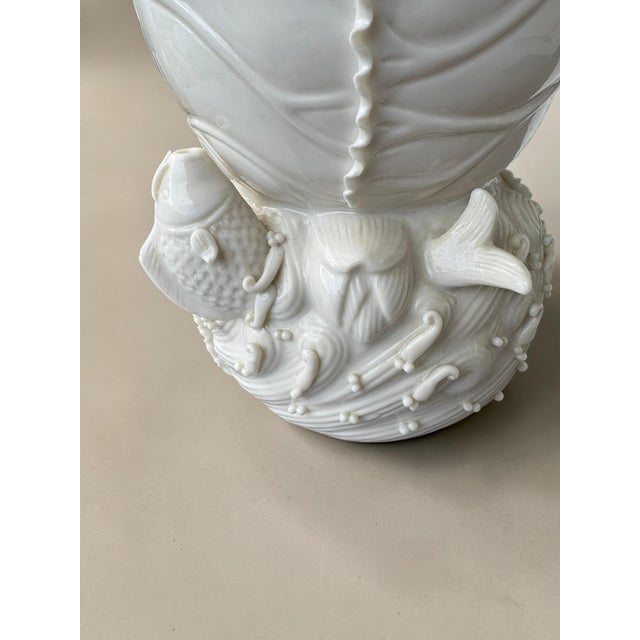 Vintage Chinese White Porcelain Vase – Fine Bone China - Cabbage Leaf Pattern For Sale - Image 6 of 14