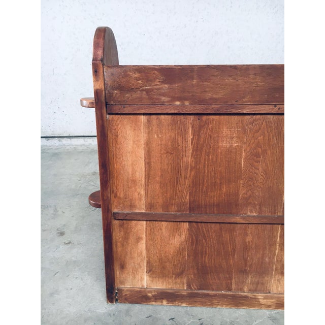 Rustic Travail Populaire Handcrafted Low Bookcase in Oak, Belgium, 1950s For Sale - Image 3 of 18