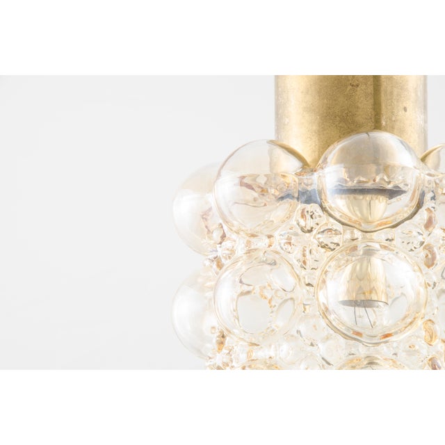 Gold Bubble Glass Pendant Lamps attributed to Helena Tynell & Heinrich Gantenbrink for Limburg, 1960s, Set of 2 For Sale - Image 8 of 9