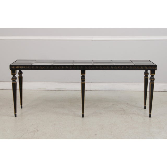 1970s Neoclassical Ebony & Smoked Mirror Top Console Table For Sale - Image 5 of 14