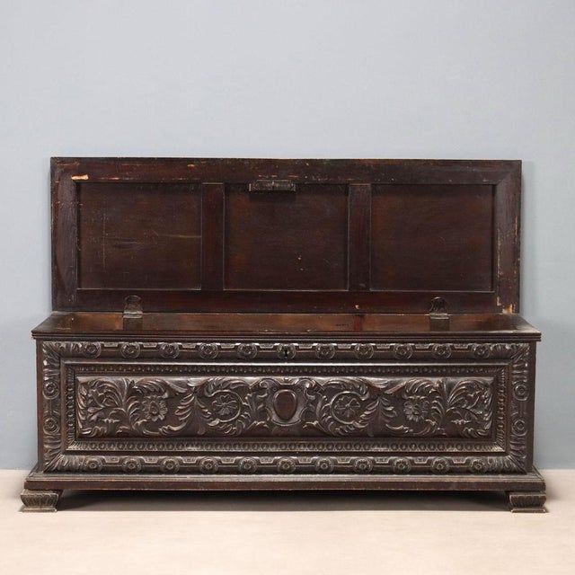Neo-Renaissance Style Chest in Walnut-Stained Fir For Sale - Image 3 of 13