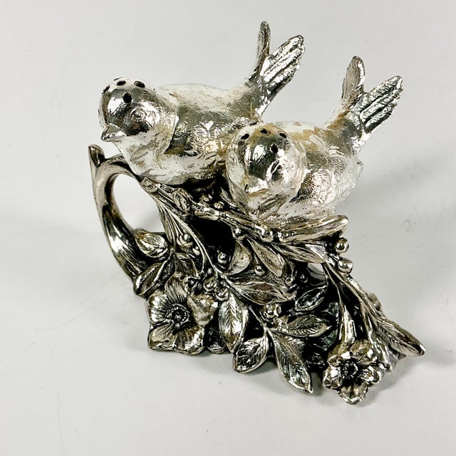 Mid-Century Italian Hollywood Regency Giacometti Style Birds on a Branch Salt & Pepper Shaker - 3 Piece Set For Sale - Image 6 of 12