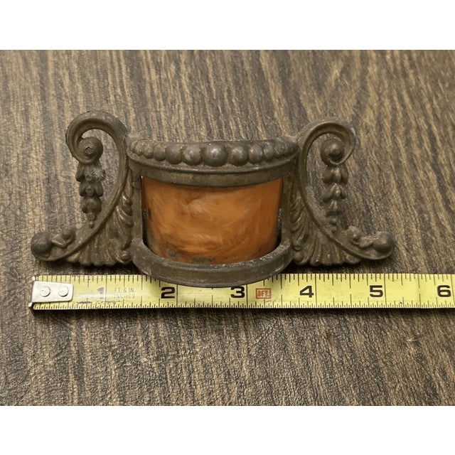 Art Deco Rare Vintage Art Deco Style Brass & Carnival Celluloid Glass Drawer Pull For Sale - Image 3 of 5
