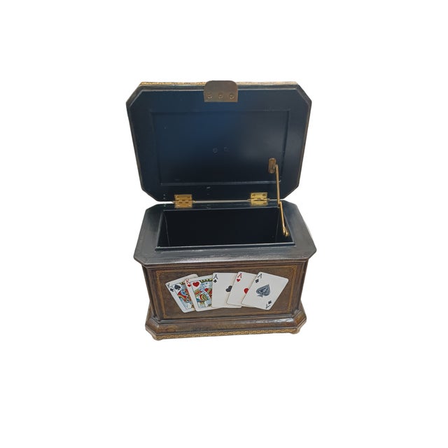 Maitland - Smith Vintage Tooled Leather Dice and Card Decorated Box by Maitland-Smith For Sale - Image 4 of 5