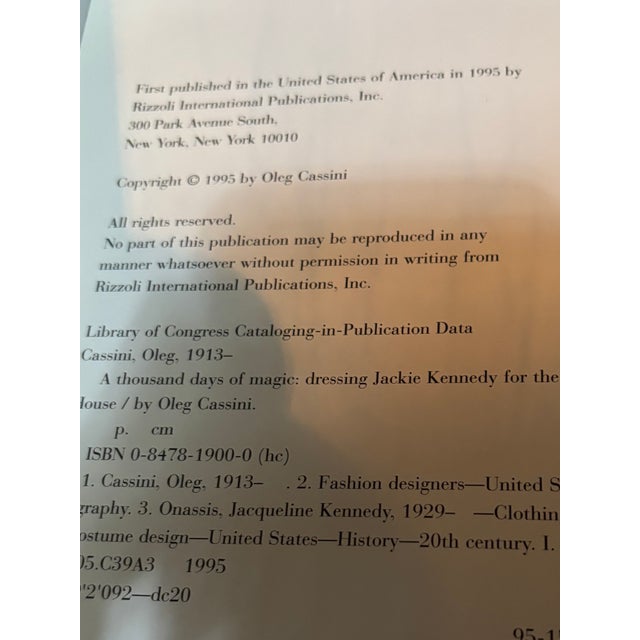 A Thousand Days of Magic: Dressing Jacqueline Kennedy for the White House by Oleg Cassini For Sale - Image 17 of 17
