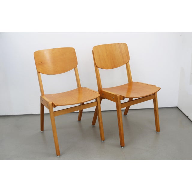 Casala Set of Mid-Century Industrial Stacking Chairs in Beech from Casala, 1950s For Sale - Image 4 of 9