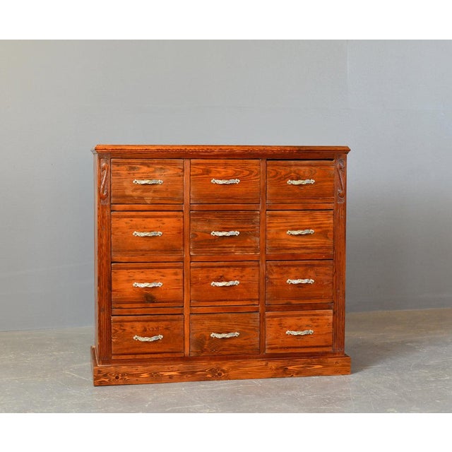 Art Nouveau Ironmongers Drawers Circa 1910 - Solid Pine and Larch base - 12 drawers - Solid Larch top - Decorative...