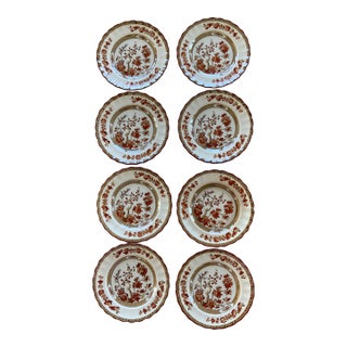 Antique Copeland Spode Orange Rust and Gold Scallop-Edged “India Tree” Bread Plate - 8 Available For Sale