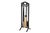 A set of black cast iron fireplace tools. A shovel, poker, tongs, and broom each have a hook wrought on the end of their...