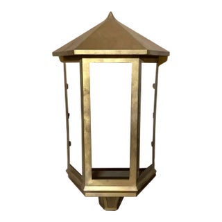 Vintage Handmade Outdoor Lantern in Light Brass and Copper For Sale
