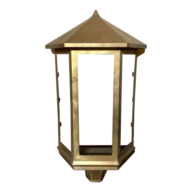 Vintage Handmade Outdoor Lantern in Light Brass and Copper For Sale