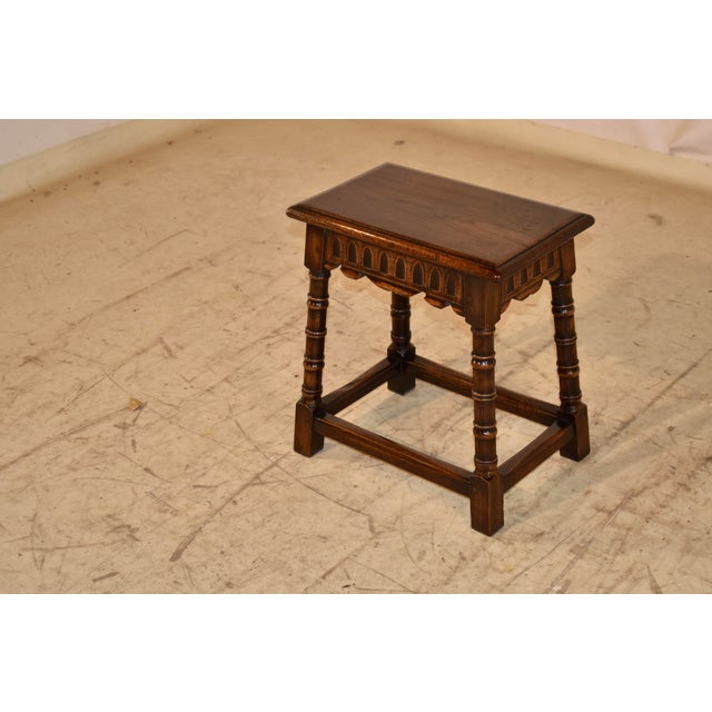 19th Century 19th Century English Oak Carved Joint Stool For Sale - Image 5 of 7
