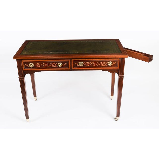 Antique Edwardian Inlaid Mahogany Desk, 1890s For Sale - Image 6 of 18