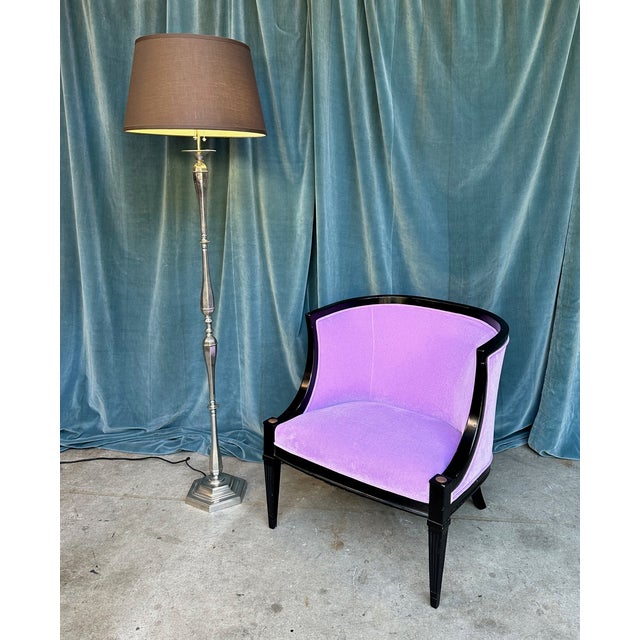 Art Deco French 1940s Nickel-Plated Floor Lamp on Hexagonal Base For Sale - Image 3 of 14