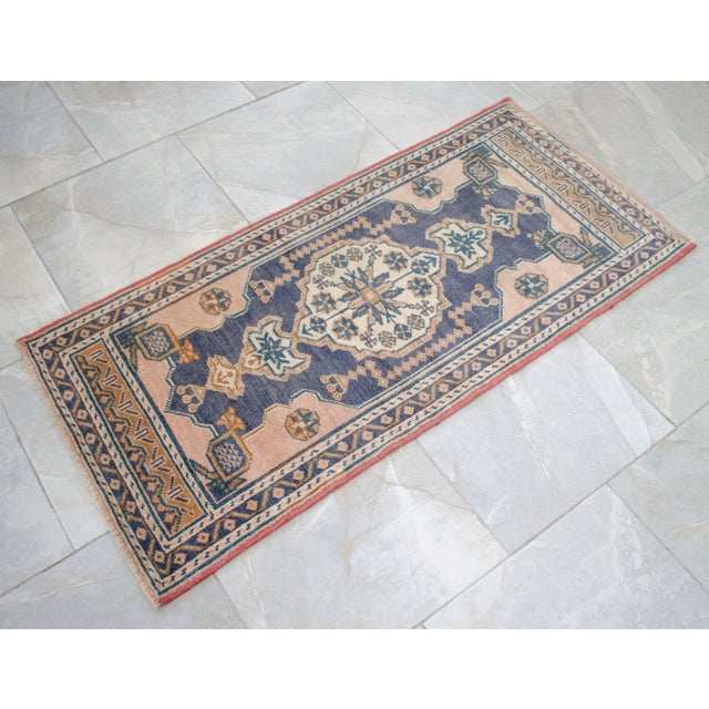 1970s 1970s Hand Knotted Door Mat, Entryway Rug, Bath Mat, Kitchen Decor, Small Rug, Turkish Rug - 2′0″ × 4′2″ For Sale - Image 5 of 9