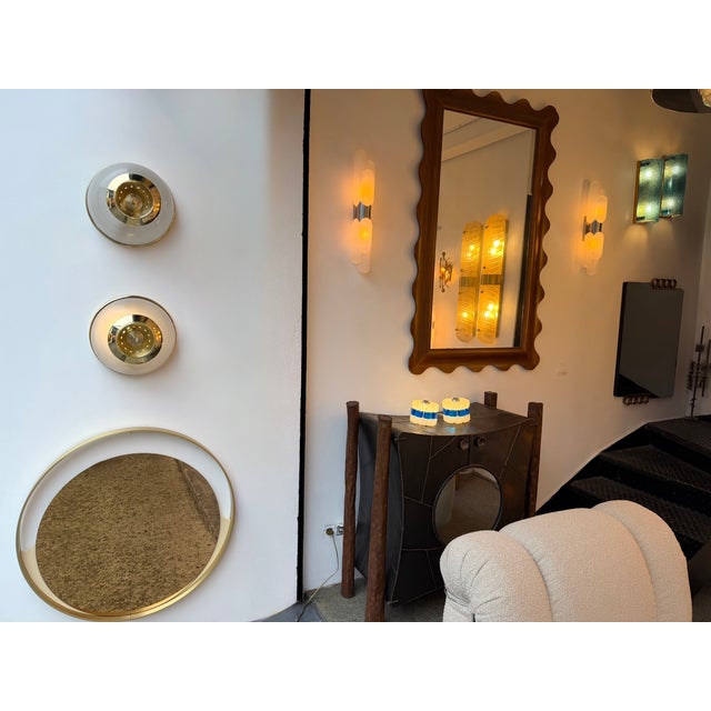 Mid-Century Modern Pair of Brass and Glass Azucena Sconces by Luigi Caccia Dominioni, Italy, 1960s For Sale - Image 3 of 12