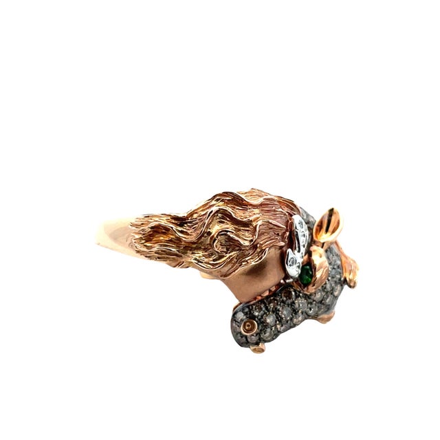 18k Rose Gold Masquerade Horse Design Diamond Ring 2.60 Carats, Size 7 For Sale - Image 4 of 6